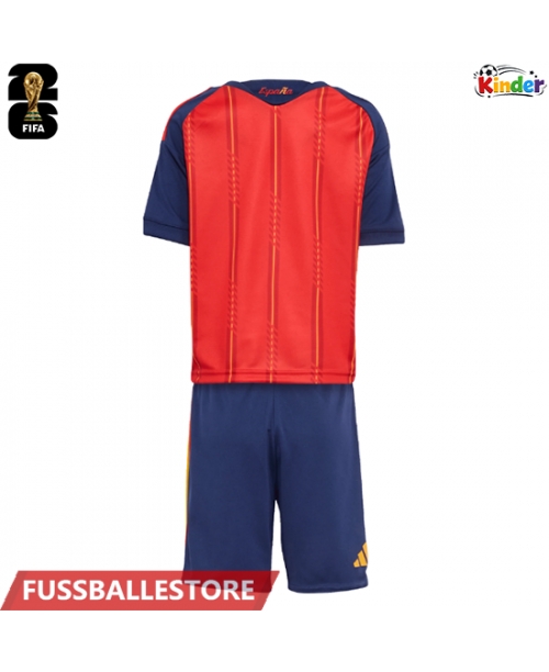 Günstige Spanien Heimtrikotsatz Kinder WM 2026 Kurzarm (+ Kurze Hosen)